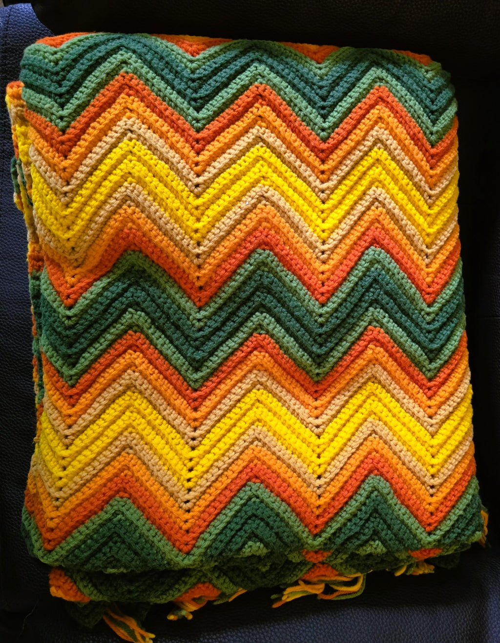 Vintage 1970s Hand-crocheted Afghan - MINT