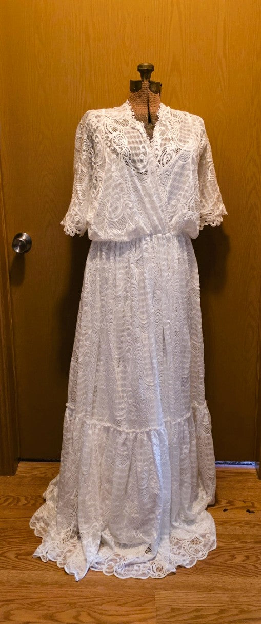 New Blush #1267 Boho Wedding Dress, soft slip with lace over, 3X = 18 or 20