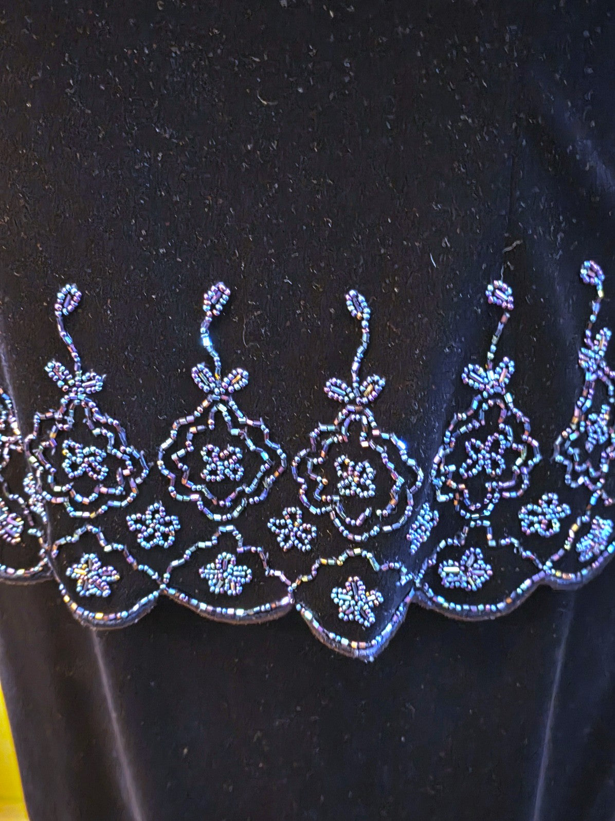 Vintage 2000 R & M Richards by Karen Kwong Dark Blue Beaded Velvet Dress, size 8P