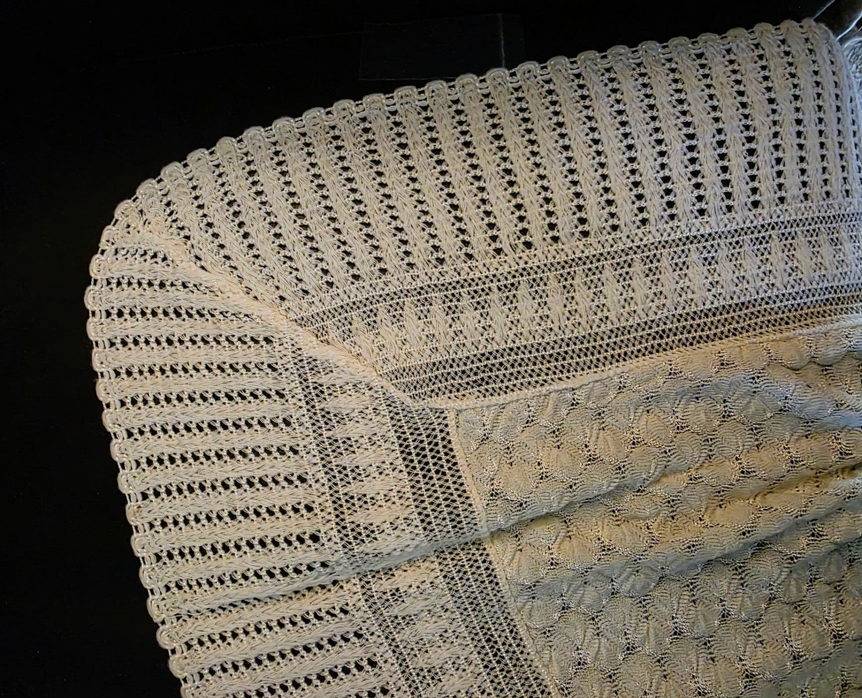 Vintique 1950s Christening Blanket, Ivory, 39" x 39", 1950s or 1960s