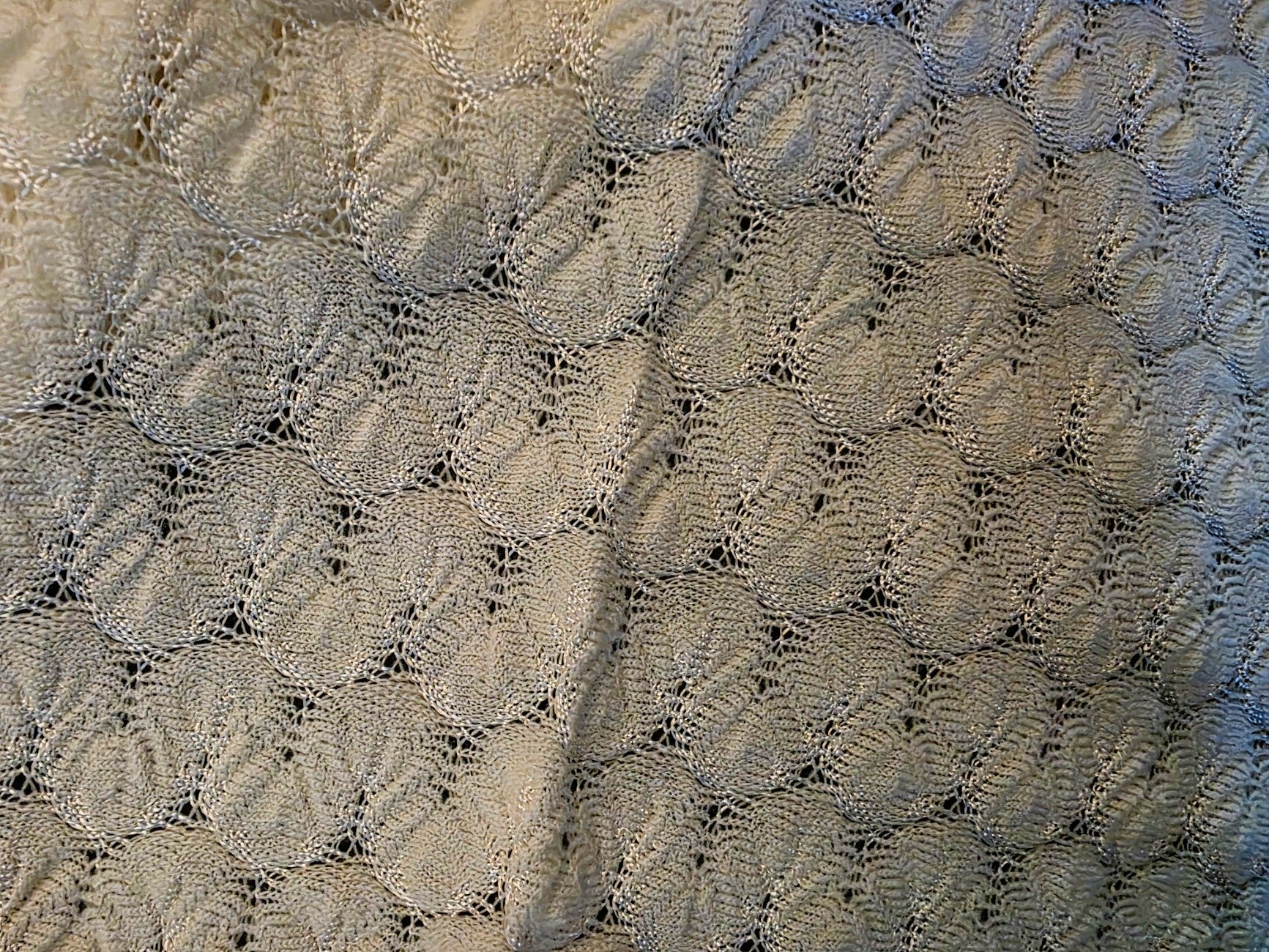 Vintique 1950s Christening Blanket, Ivory, 39" x 39", 1950s or 1960s