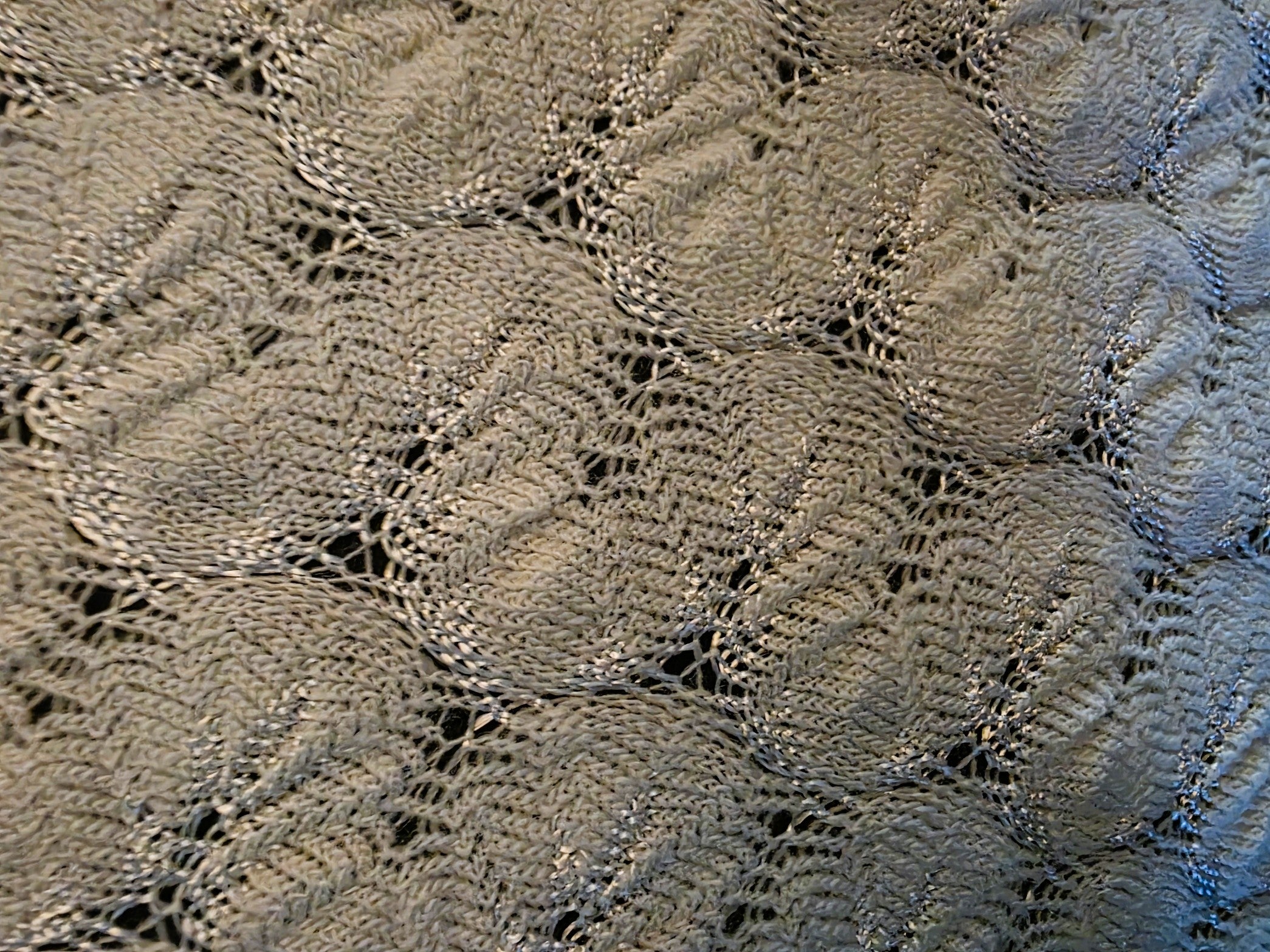 Vintique 1950s Christening Blanket, Ivory, 39" x 39", 1950s or 1960s