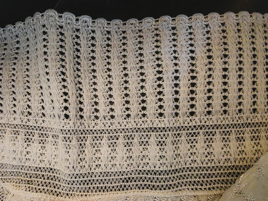 Vintique 1950s Christening Blanket, Ivory, 39" x 39", 1950s or 1960s