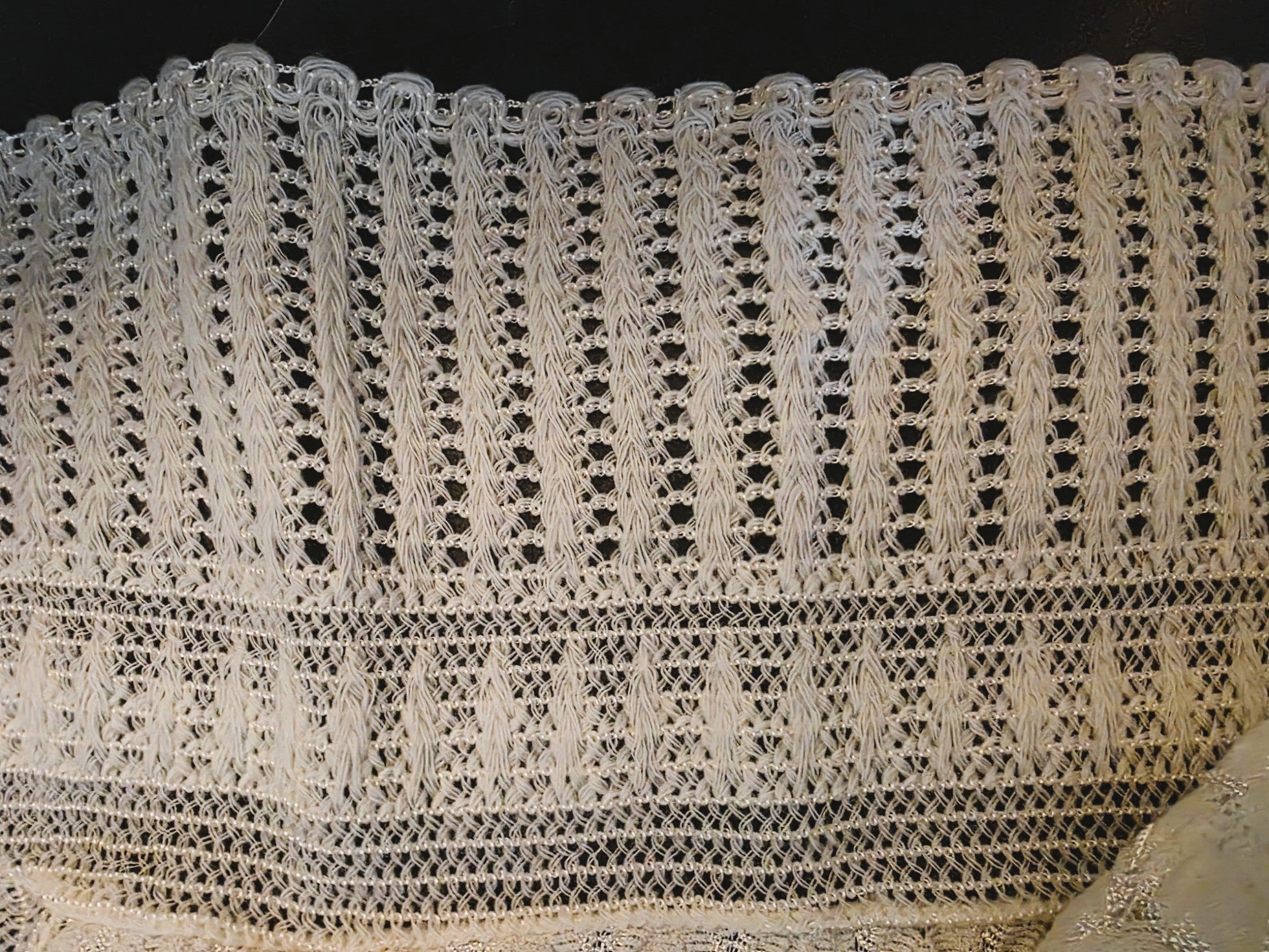 Vintique 1950s Christening Blanket, Ivory, 39" x 39", 1950s or 1960s