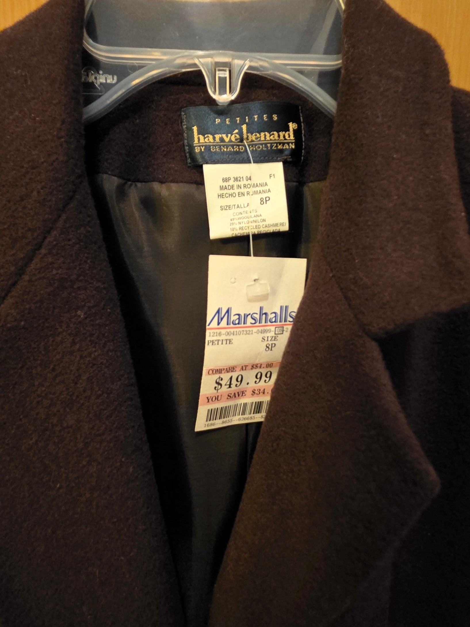 Vintage 2000 Harve Benard Wool & Cashmere Brown Blazer, Womens' 8 Petite