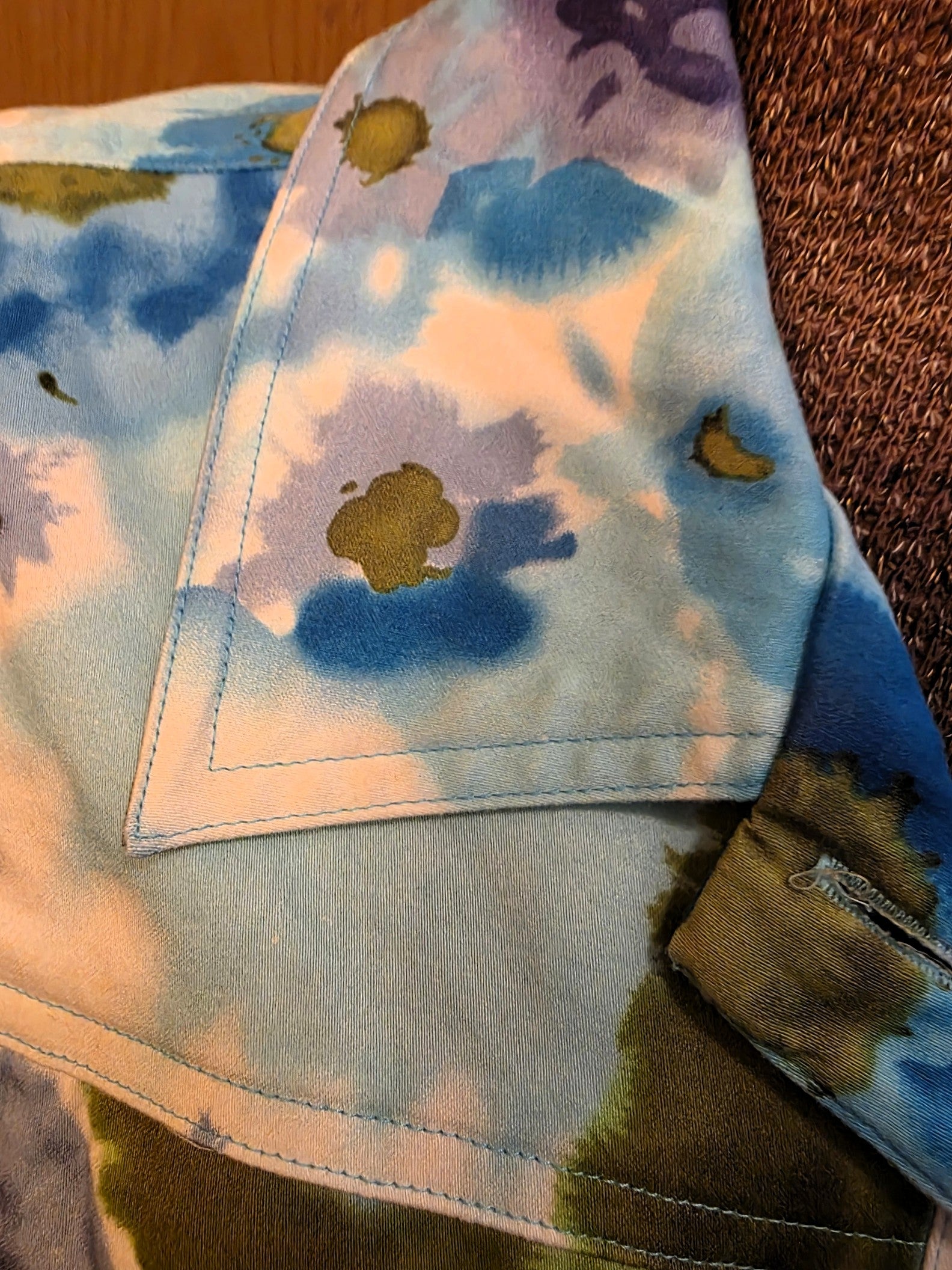 Vintage 1999 Coldwater Creek Jacket, Blue Watercolor Print, Petite XL