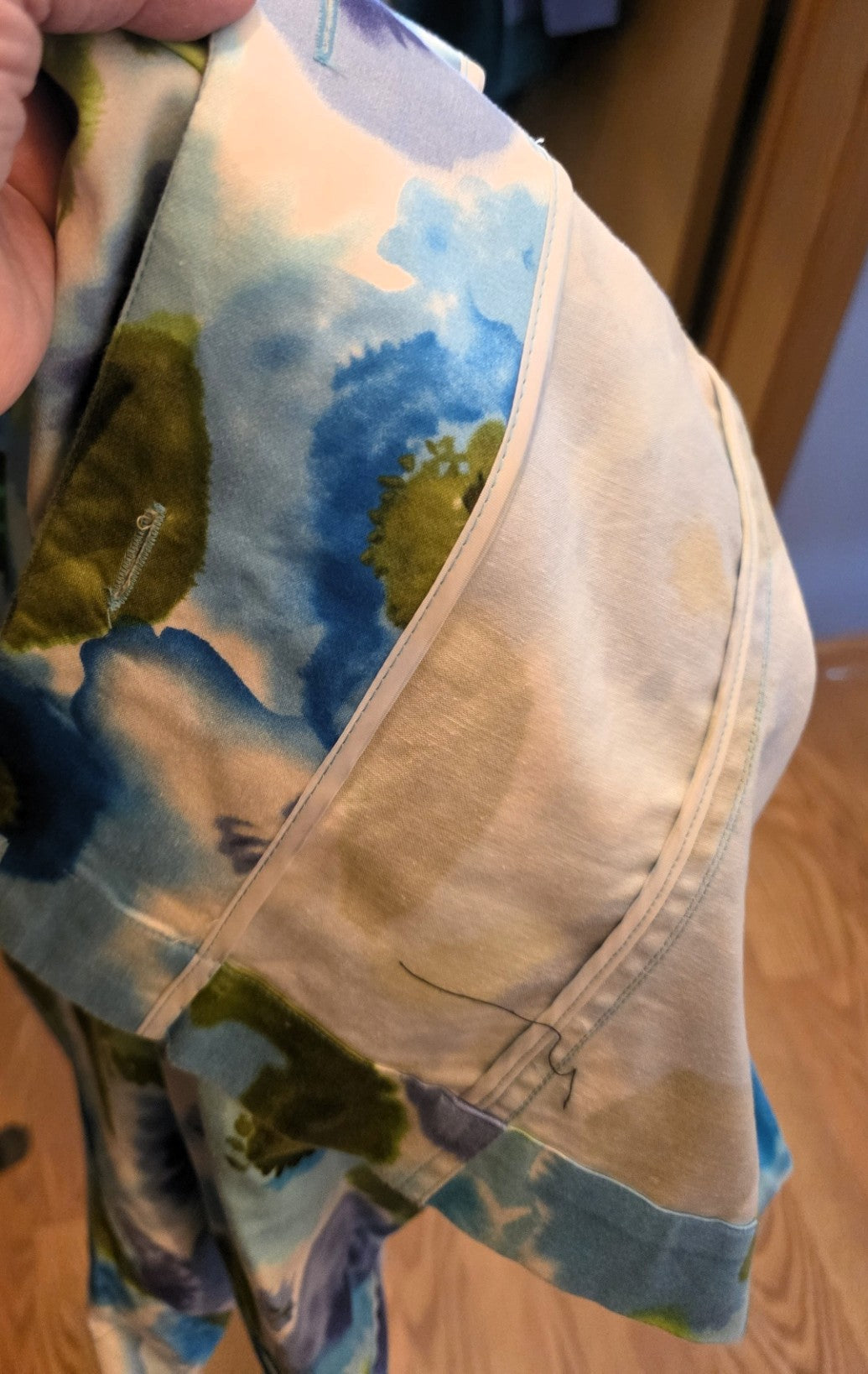 Vintage 1999 Coldwater Creek Jacket, Blue Watercolor Print, Petite XL