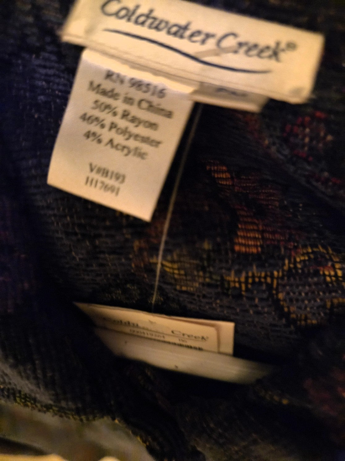 Vintage 1999 Coldwater Creek Chenille Blue/Multi Jacket, Petite Medium