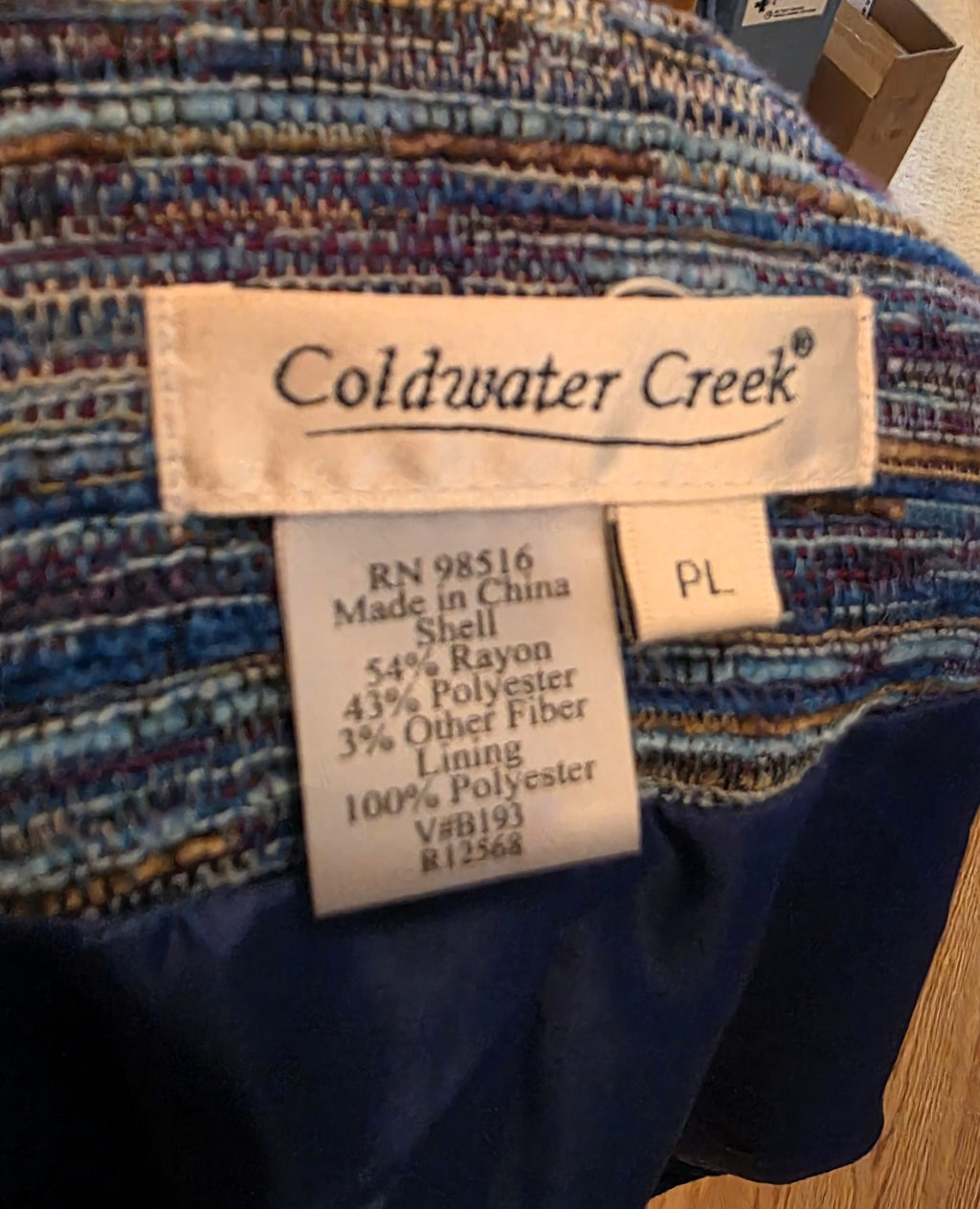 Vintage 1999 Coldwater Creek Jacket, Blue/Multi, Petite Large