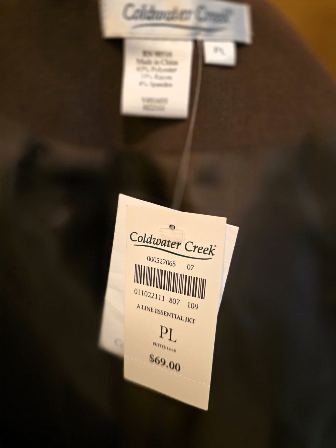 Vintage 1999 Coldwater Creek Brown Jacket, Petite Large, New with tags